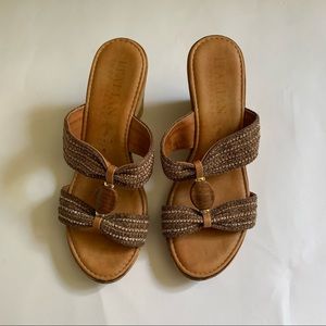 Brown leather Italian Shoemaker wedge 8